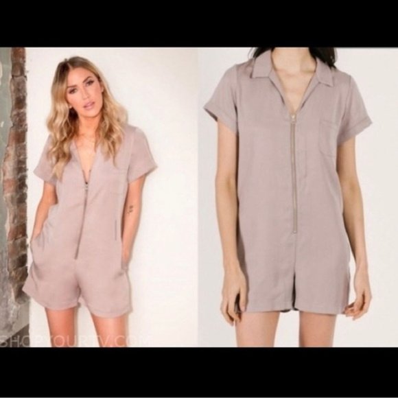 SMASH AND TEES SHORTY ROMPER IN BARELY BLUSH 100% TENCEL - Picture 2 of 8